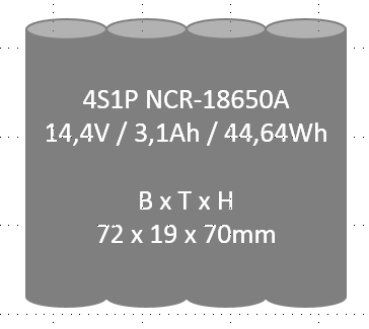 Li-Ion Akkupack 4S1P 14,4V 3,1Ah 44,64Wh NCR-18650A