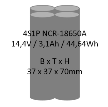 Li-Ion Akkupack 4S1P 14,4V 3,1Ah 44,64Wh NCR-18650A