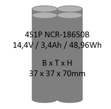 Li-Ion Akkupack 4S1P 14,4V 3,4Ah 48,96Wh NCR-18650B