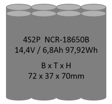 Li-Ion Akkupack 4S2P 14,4V 6,8Ah 97,92Wh NCR-18650B