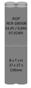 Li-Ion Akkupack 4S2P 14,4V 6,8Ah 97,92Wh NCR-18650B