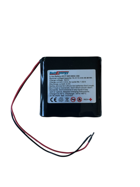 Li-Ion Akkupack 4S1P 14,4 V 3,4 Ah 48,96 Wh