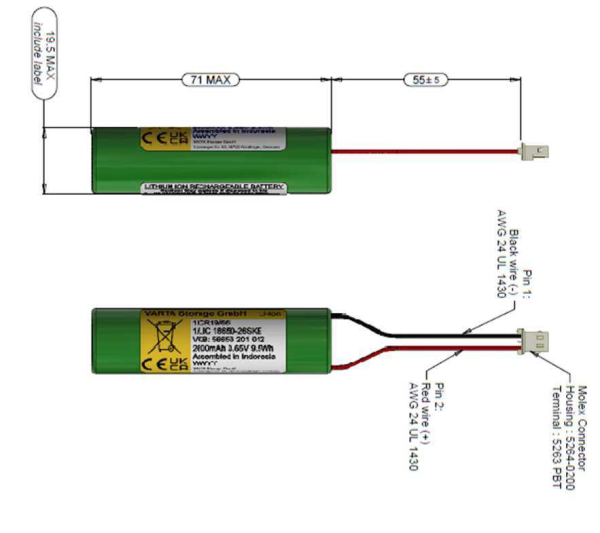 Varta Li-ion 1/LIC18650-26 SKE PCM S WC 2600mAh 3.65V